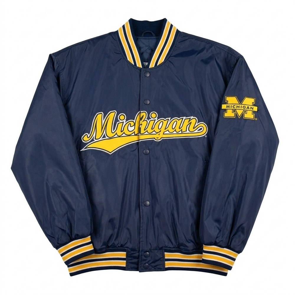 Steve & Barrys Michigan Wolverines Varsity Bomber Jacket Navy‎ Blue Mens XL